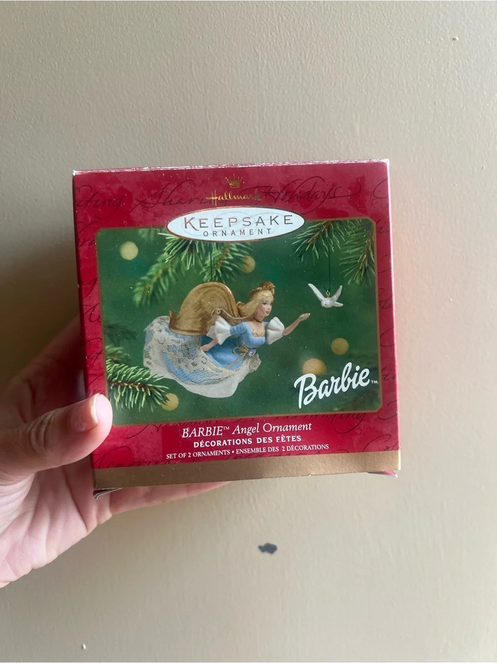 Hallmark Barbie Angel Ornament in Blue, Gold, White